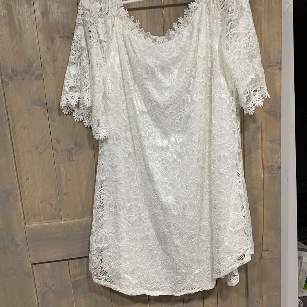 Floral lace white dress